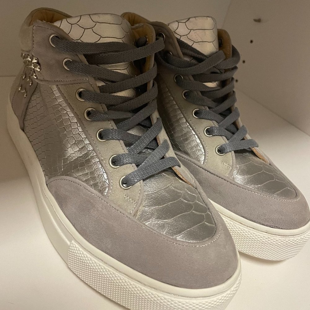 Silver Studded Platform Sneakers (37)